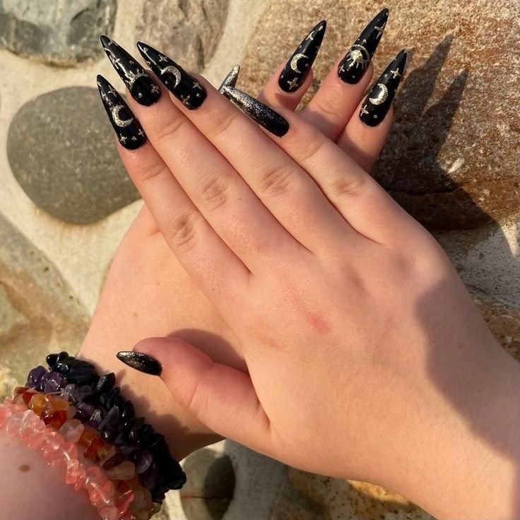 Stiletto Witchy Goth Nails