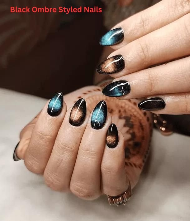 Black Ombre Styled Nails